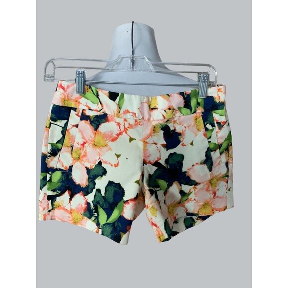 J.CREW LADIES MULTI COLOR FLORAL SHORT BOOTY FLORAL SHORTS STRETCH ZIP EUC 4 - Picture 5 of 6